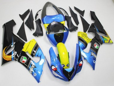 Comprare Carena Moto Kawasaki ZX6R 2005-2006 - Blu Giallo Nero Squalo