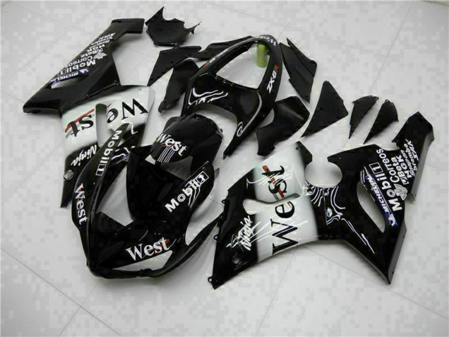 Comprare Carena Moto Kawasaki ZX6R 2005-2006 - Nero Lucido Bianco West