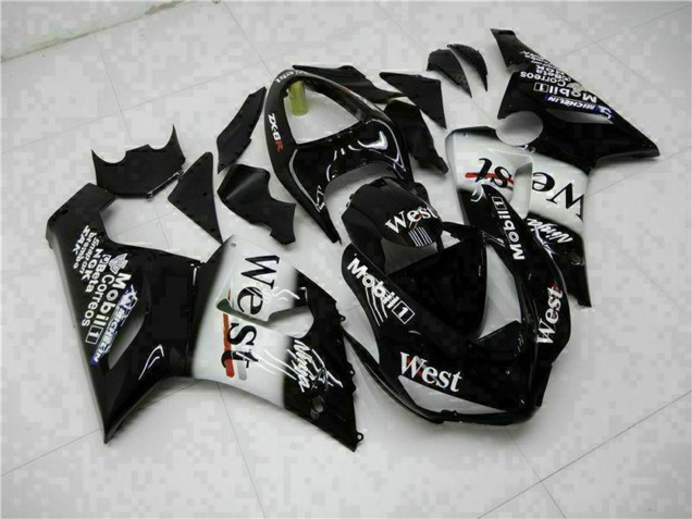 Comprare Carena Moto Kawasaki ZX6R 2005-2006 - Nero Lucido Bianco West