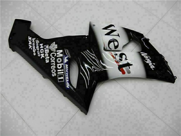 Comprare Carena Moto Kawasaki ZX6R 2005-2006 - Nero Lucido Bianco West