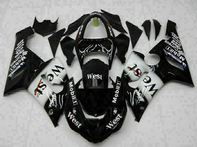 Comprare Carena Moto Kawasaki ZX6R 2005-2006 - Nero Lucido Bianco West