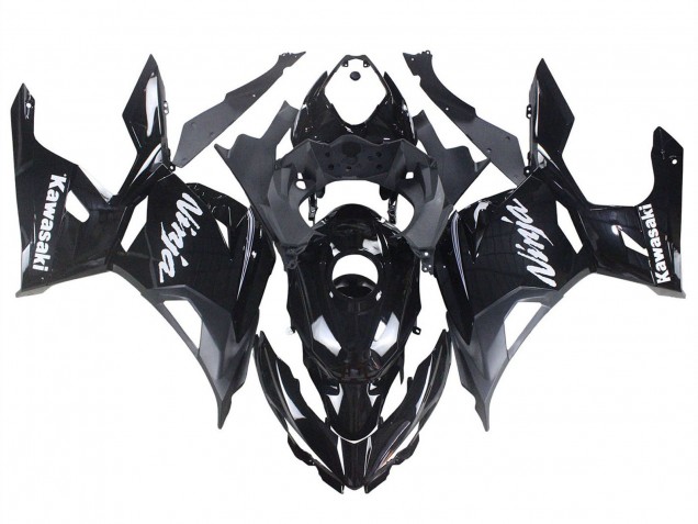 Comprare Carena Moto Kawasaki Ninja 400 2018-2024 - Nero Lucido Nero Opaco Bianco Decals