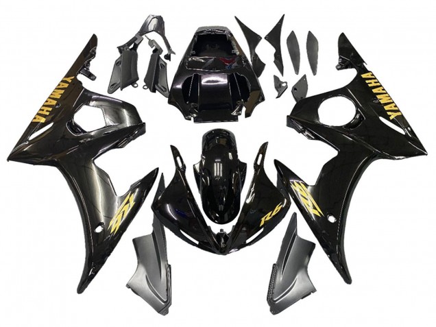 Comprare Carena Moto Yamaha YZF R6 2003-2004 - Nero Lucido Oro Decals