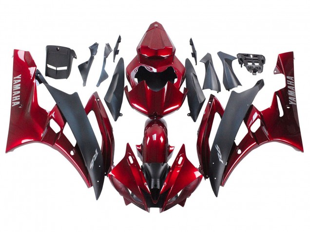 Comprare Carena Moto Yamaha YZF 600 R6 2006-2007 - Rosso Nero Opaco