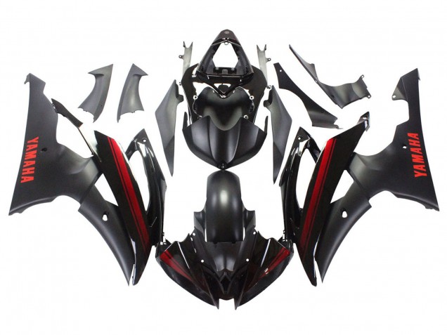 Comprare Carena Moto Yamaha YZF 600 R6 2008-2016 - Nero Lucido Nero Opaco Rosso Banda