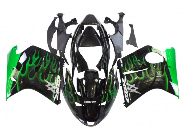 Comprare Carena Moto Honda CBR1100XX Blackbird 1996-2007 - Nero Lucido Verde Fiamma