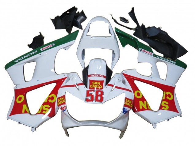 Comprare Carena Moto Honda CBR900RR 929 2000-2001 - Bianco Rosso Verde Castrol San Carlo