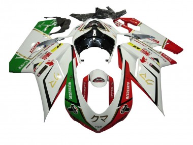 Comprare Carena Moto Ducati 848/1098/1198 2007-2014 - Bianco Rosso Verde Accossato