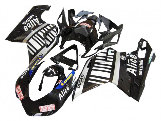 Comprare Carena Moto Ducati 1098 2007-2014 - Argento Nero Lucido Alice Sandisk