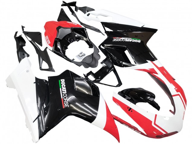 Comprare Carena Moto Ducati 848/1098/1198 2007-2014 - Bianco Rosso Nero Lucido