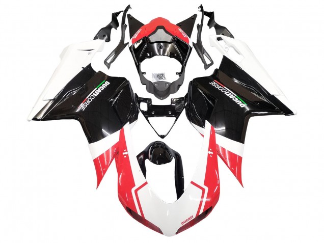 Comprare Carena Moto Ducati 848/1098/1198 2007-2014 - Bianco Rosso Nero Lucido