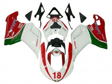 Comprare Carena Moto Ducati 848/1098/1198 2007-2014 - Bianco Rosso Verde 18