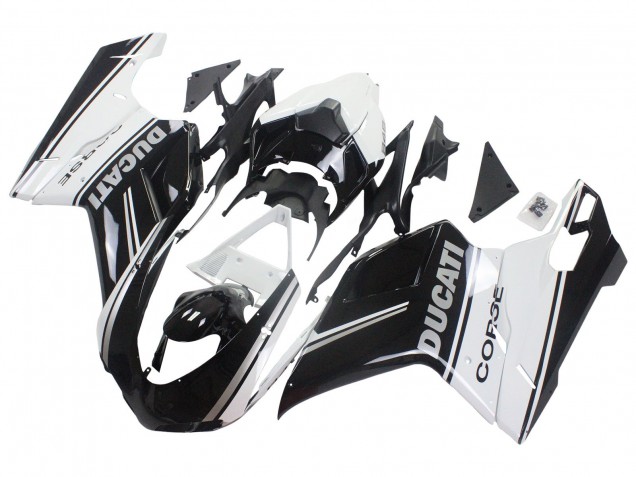Comprare Carena Moto Ducati 848/1098/1198 2007-2014 - Bianco Nero Lucido Corse