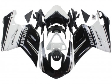 Comprare Carena Moto Ducati 848/1098/1198 2007-2014 - Bianco Nero Lucido Corse