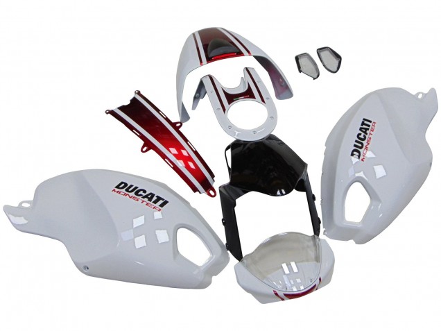Comprare Carena Moto Ducati Monster 696 796 1100 1100S 2008-2012 - Bianco Rosso Nero Lucido