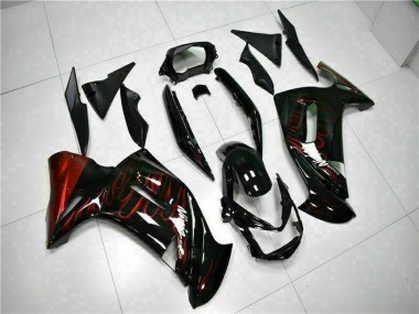 Comprare Carena Moto Kawasaki EX650 2006-2008 - Nero Lucido Rosso Fiamma
