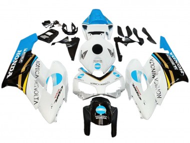 Comprare Carena Moto Honda CBR1000RR 2004-2005 - Bianco Azzurro Chiaro Giallo Nero Konica Minolta