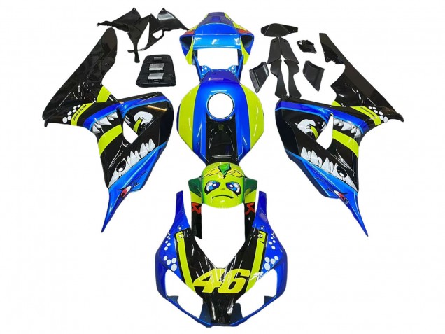 Comprare Carena Moto Honda CBR1000RR 2006-2007 - Blu Fluorescent Verde Nero Lucido Squalo 46