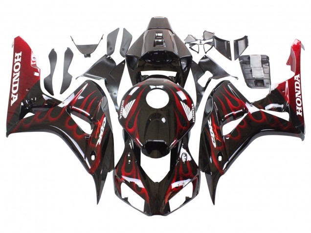 Comprare Carena Moto Honda CBR1000RR 2006-2007 - Nero Lucido Rosso Fiamma