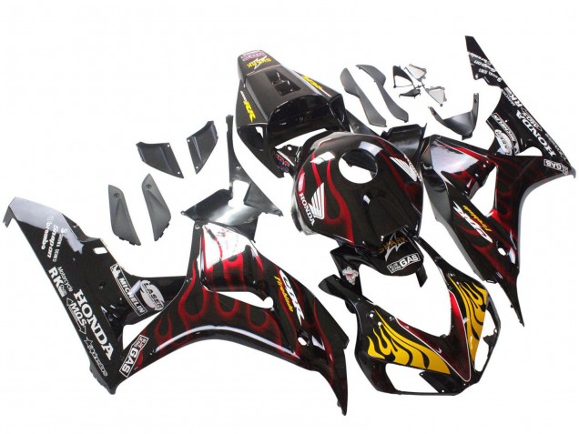 Comprare Carena Moto Honda CBR1000RR 2006-2007 - Nero Lucido Giallo Rosso Fiamma