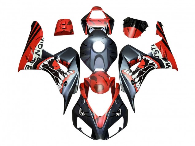 Comprare Carena Moto Honda CBR1000RR 2006-2007 - Rosso Nero Opaco Mostro Squalo