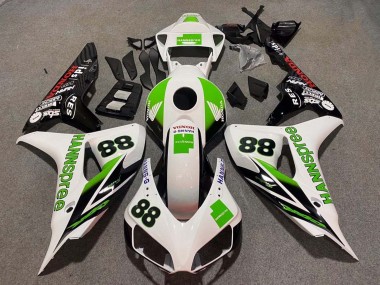 Comprare Carena Moto Honda CBR1000RR 2006-2007 - Bianco Verde Nero Lucido Hannspree 88