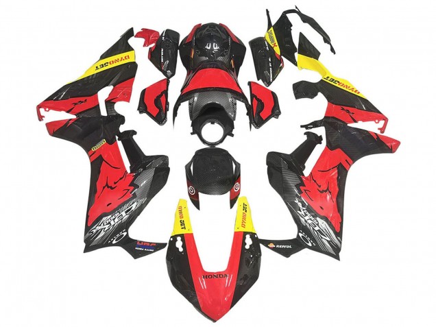 Comprare Carena Moto Honda CBR1000RR 2017-2023 - Rosso Giallo Nero Fibra di Carbonio