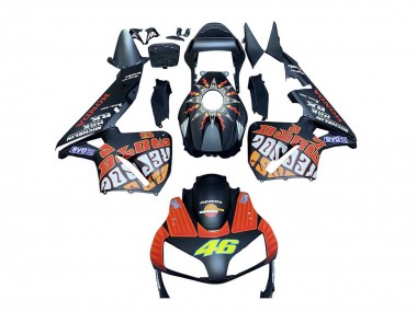 Comprare Carena Moto Honda CBR600RR 2003-2004 - Nero Opaco Arancia Repsol Rossi 46