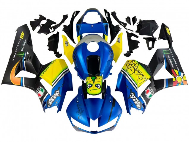 Comprare Carena Moto Honda CBR600RR 2013-2023 - Blu Giallo Nero Opaco Verde Mostro Squalo