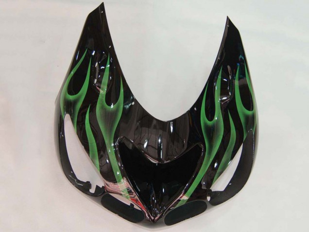 Comprare Carena Moto Kawasaki ZX14R ZZR1400 2006-2011 - Nero Lucido Verde Fiamma