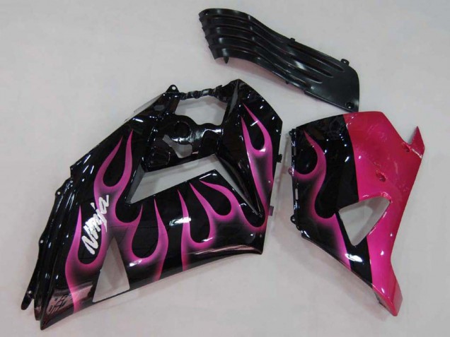 Comprare Carena Moto Kawasaki ZX14R ZZR1400 2006-2011 - Nero Lucido Rosso Rosa Fiamma