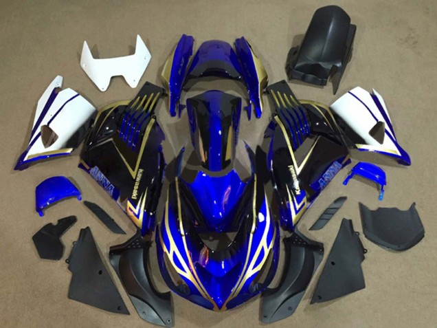 Comprare Carena Moto Kawasaki ZX14R ZZR1400 2006-2011 - Bianco Blu Oro