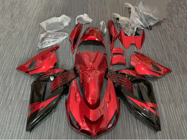 Comprare Carena Moto Kawasaki ZX14R ZZR1400 2006-2011 - Rosso Nero Lucido