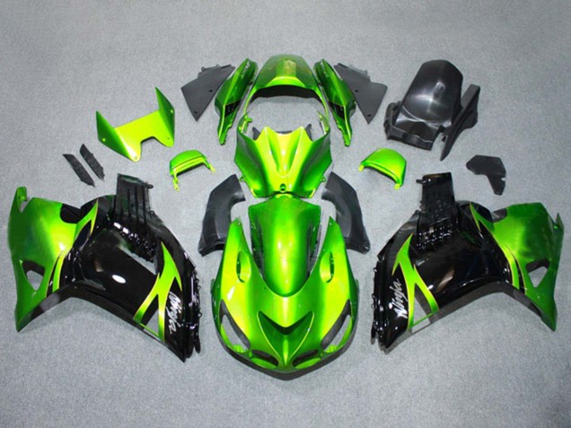 Comprare Kit Carena Moto Completo Kawasaki ZX14R ZZR1400 2006-2011 - Verde Nero Lucido