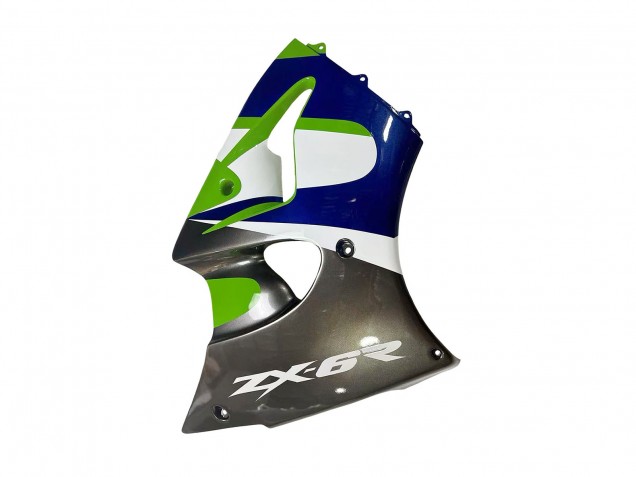 Comprare Carena Moto Kawasaki ZX6R 1998-1999 - Verde Bianco Blu Argento Nero Lucido