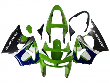 Comprare Carena Moto Kawasaki ZX6R 1998-1999 - Verde Bianco Blu Argento Nero Lucido