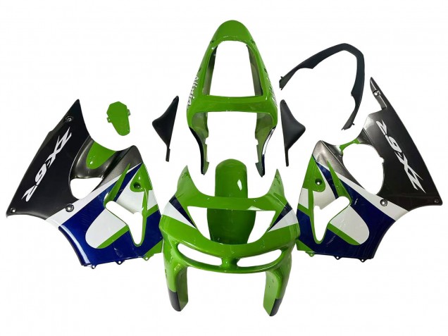 Comprare Carena Moto Kawasaki ZX6R 1998-1999 - Verde Bianco Blu Argento Nero Lucido