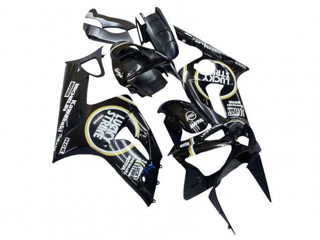 Comprare Carena Moto Kawasaki ZX6R 2003-2004 - Nero Lucido Bianco Motul Lucky Strike