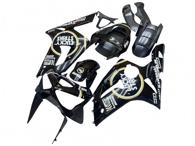 Comprare Carena Moto Kawasaki ZX6R 2003-2004 - Nero Lucido Bianco Motul Lucky Strike