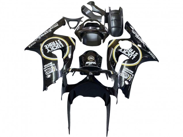Comprare Carena Moto Kawasaki ZX6R 2003-2004 - Nero Lucido Bianco Motul Lucky Strike