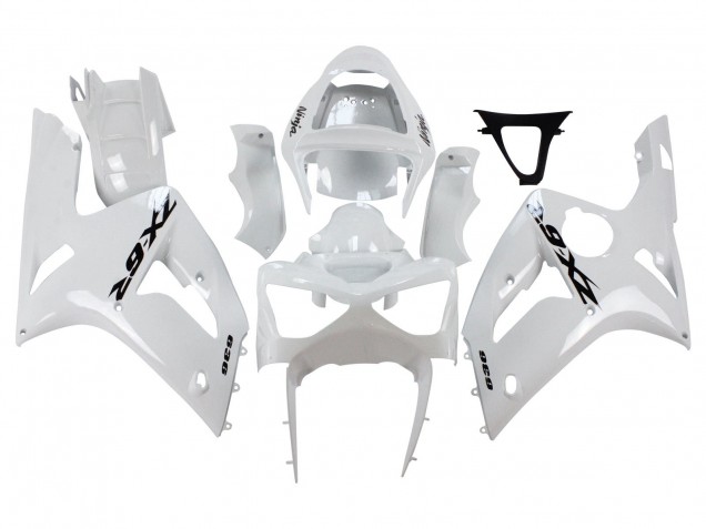 Comprare Carena Moto Kawasaki ZX6R 2003-2004 - Bianco Nero Decals