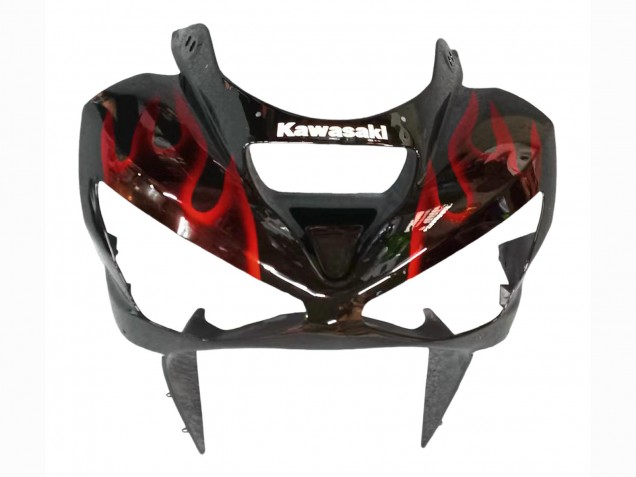 Comprare Carena Moto Kawasaki ZX6R 2003-2004 - Nero Lucido Rosso Fiamma