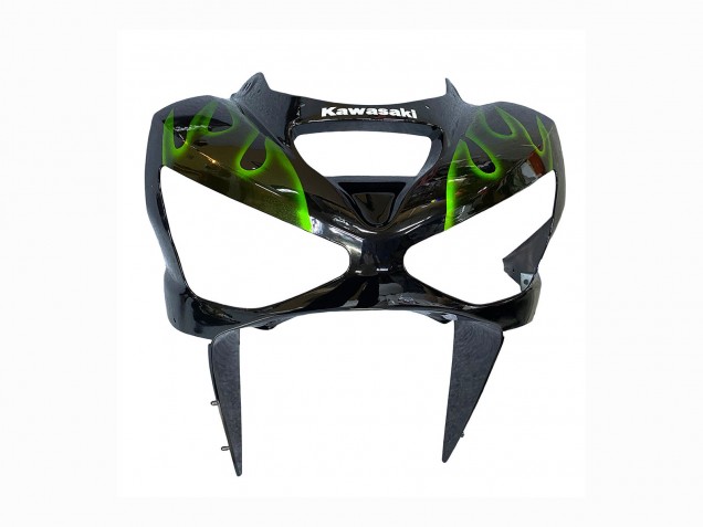 Comprare Carena Moto Kawasaki ZX6R 2003-2004 - Nero Lucido Verde Fiamma
