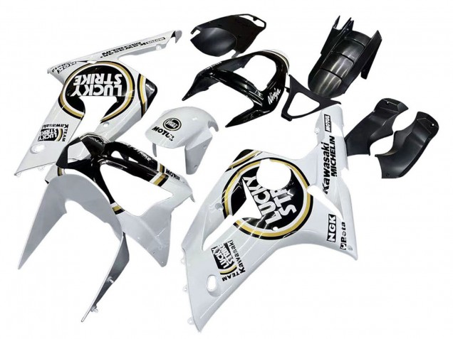 Comprare Carena Moto Kawasaki ZX6R 2003-2004 - Bianco Nero Motul Lucky Strike
