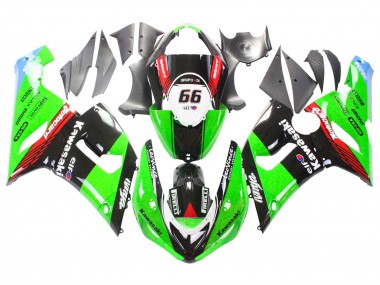 Comprare Carena Moto Kawasaki ZX6R 2005-2006 - Verde Rosso Nero Elf 66