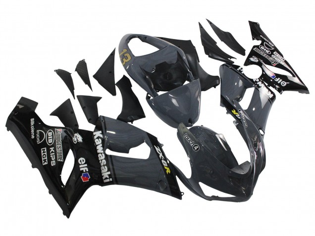Comprare Carena Moto Kawasaki ZX6R 2005-2006 - Grigio Scuro Nero