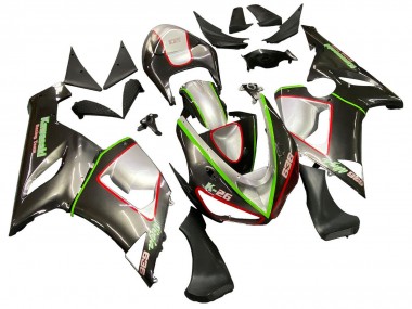 Comprare Carena Moto Kawasaki ZX6R 2005-2006 - Nero Argento Verde Rosso K-26