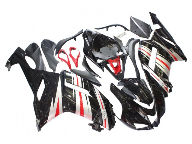 Comprare Carena Moto Kawasaki ZX6R 2007-2008 - Nero Argento Rosso Ninja