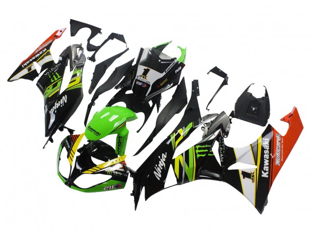Comprare Carena Moto Kawasaki ZX6R 2009-2012 - Verde Nero Lucido Giallo Bianco Rosso Elf Mostro