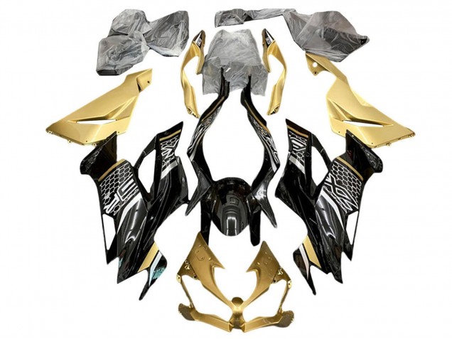 Comprare Carena Moto Kawasaki ZX6R 2019-2022 - Oro Nero Lucido Bianco Honeycomb
